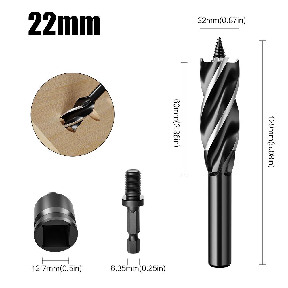 Hand Branch Drill, Hexagonal Shank Hole Opener, Four-slot Four-blade Woodworking Drill Set, Outdoor Manual Multi-purpose Drill