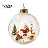Holiday Home Decorations Glowing Christmas Ball Ornaments, Light-Up with Mini Scene, Acrylic Clear Seasonal Tree Baubles Hanging Decor Warm LED Light