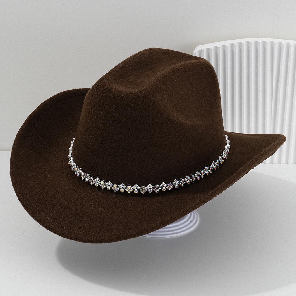 New light luxury top hat British cowboy hat Rhinestone gemstone accessories hat strap hat Panama hat