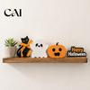 Decorative Wood Pieces for Gatherings 3Pcs/Set Halloween Tiered Tray Decorations, Cute Ghost Pumpkin Black Cat Festive Orange And Tabletop Displays