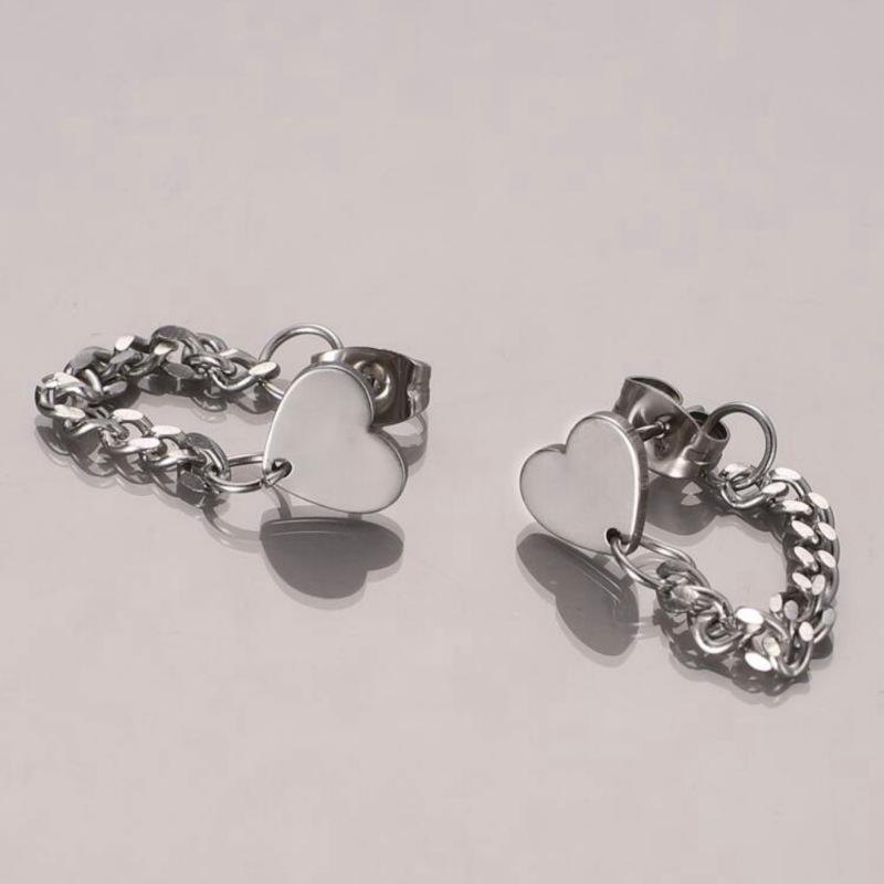 Trendy Heart Stainless Steel Earrings for Women - Personality and Temperament Titanium Steel Studs