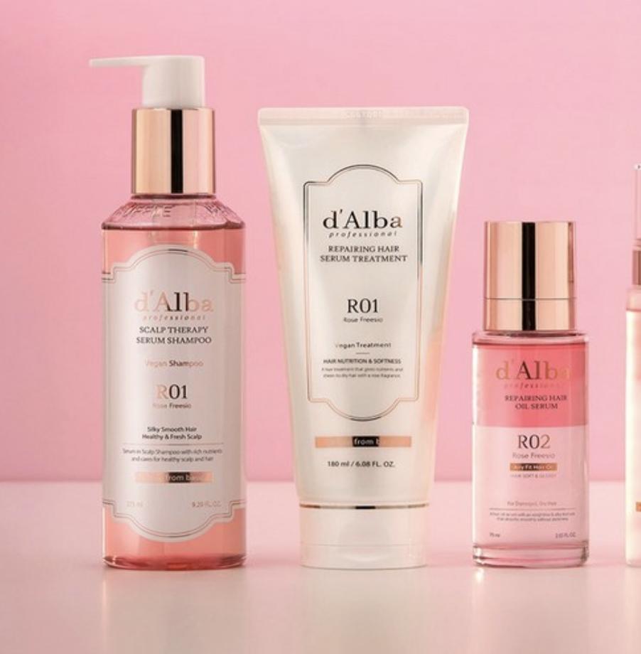 d'Alba Professional Repairing Scalp Therapy Serum Shampoo Rose Freesia Nourishing & Hydrating 275ml Korean Hair Care