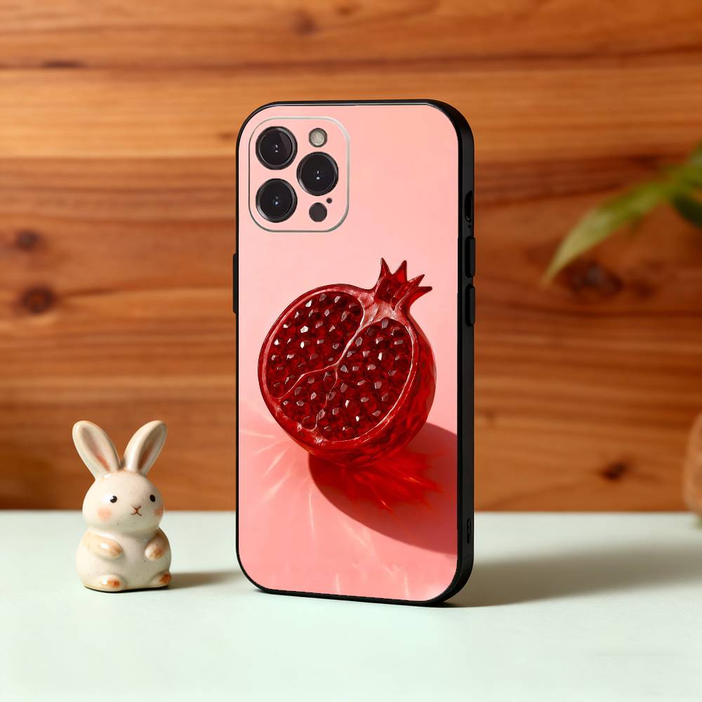 Red C-Cherry Pomegranate Raspberry Phone Case For iPhone17,16,15,14,13,12,Plus,Pro Max, 5G Others Soft Black Cover