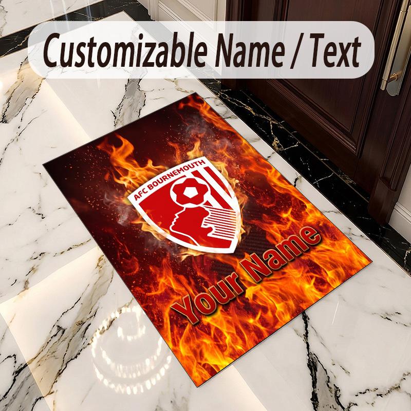 Crystal Velvet Rug Bournemouth Football Print Custom Name Text Floor Mat Home Decor