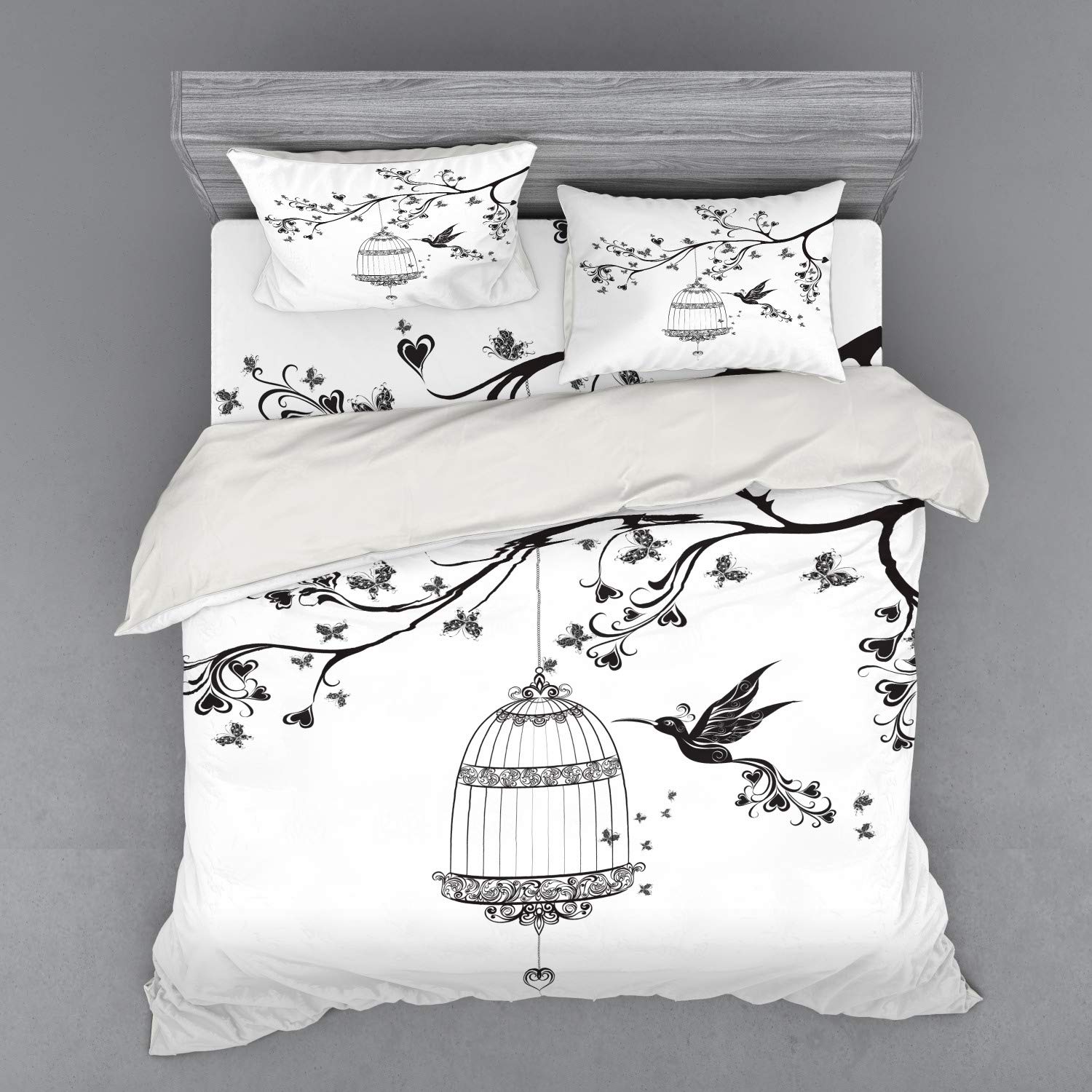 

Cage Duvet Cover Set For Teens Adults Queen Quilt Covers Lightweight Down Bedroom Decor 2 Pillowcases 1 Duvet Cover No Comforter EU Single(135*200cm)3pcs