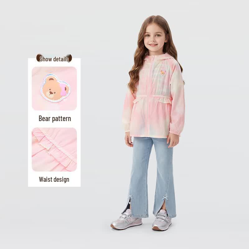 PawinPaw Girls' Cartoon Bear Hooded Jacket