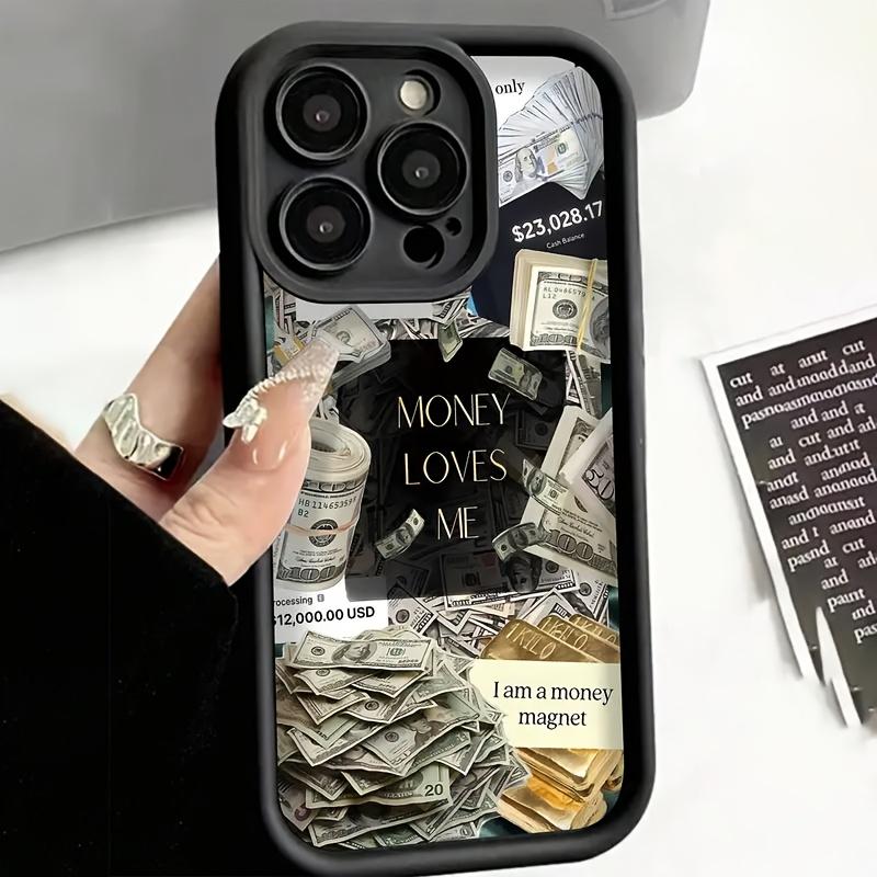 Coque design sur le thème du dollar pour iPhone 16 15 14 13 12 11 Pro/ Max/Plus couverture arrière anti-traces de doigts antichoc