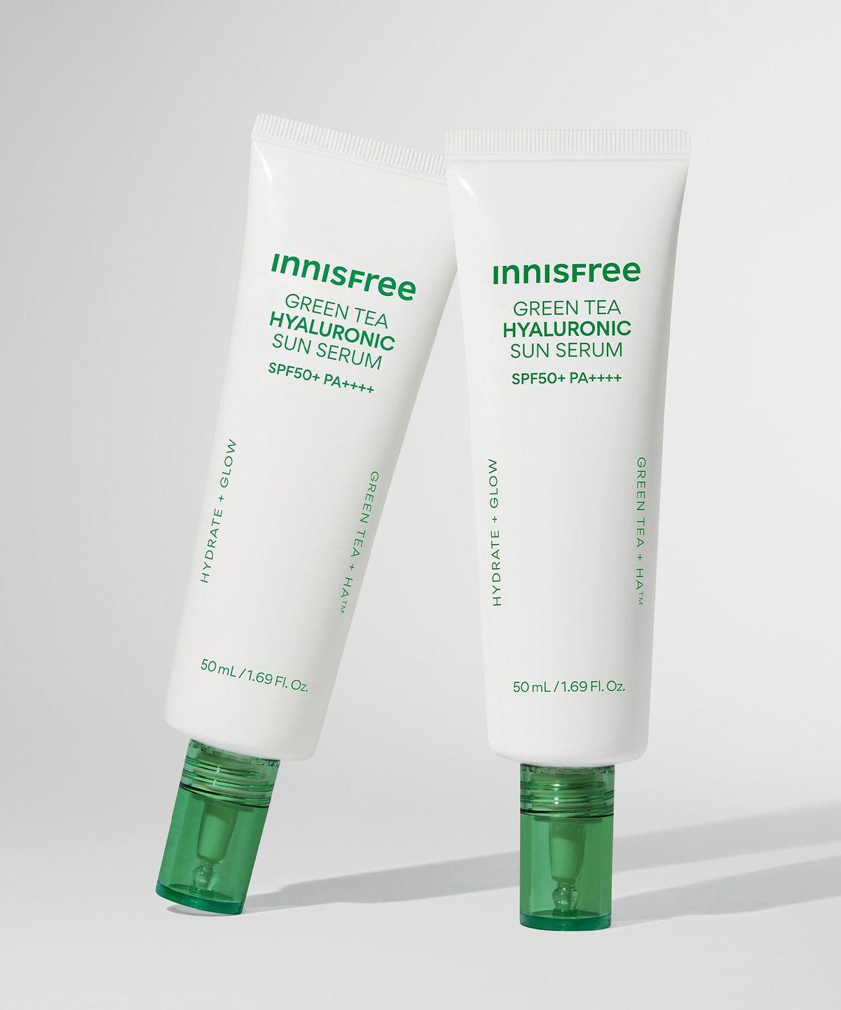 Innisfree Зеленый чай Гиалуроновая кислота Увлажняющая Солнцезащитная Сыворотка SPF50+ PA++++ Набор из 2 штук