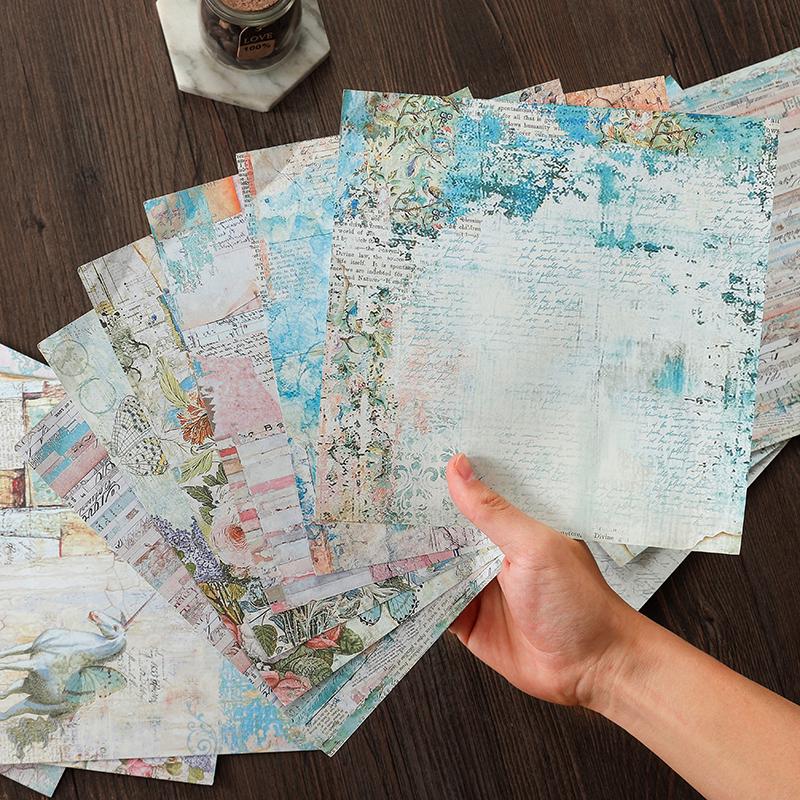 Large Retro Double-Sided Adhesive Journal Base and Decorative Background Paper Stickers