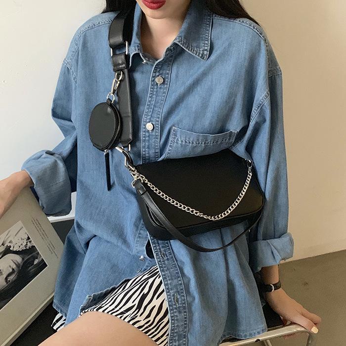 2023 Retro Korean-Style Versatile Crossbody Chain Bag for Women - Trendy Wide Band Shoulder Design
