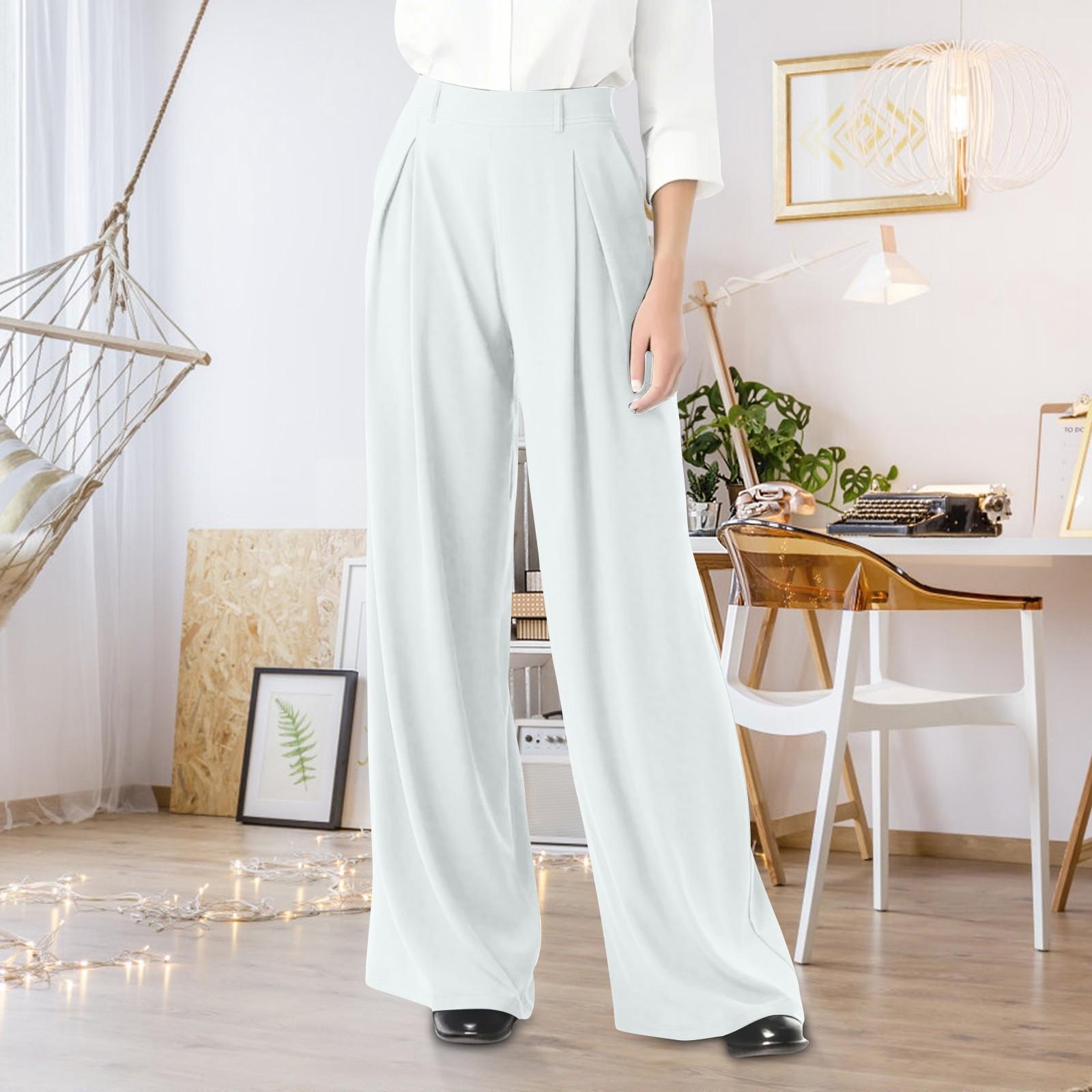 

Женские модные драпированные брюки с высокой талией и широкими штанинами, универсальные повседневные формальные брюки XXL белый