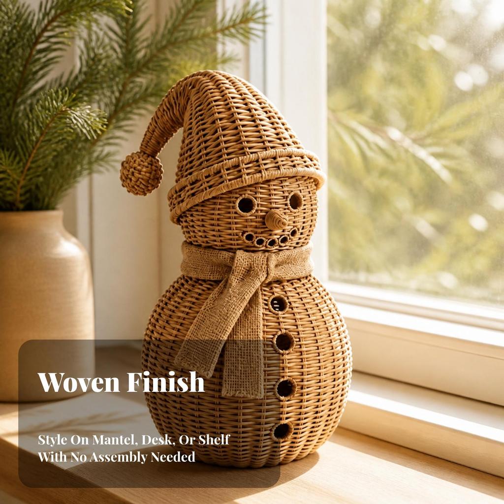 Figurine Bonhomme de Neige en Résine Ornements Cosy Détaillés pour Étagère