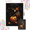 Halloween 5D DIY Diamond Art Painting Kit Pumpkin Candle Decor Home Wall Art Craft Handmade Gift for Autumn Festive Holiday Decoration