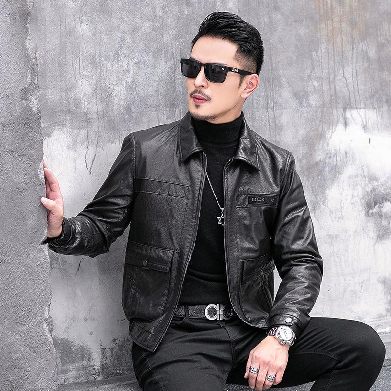 Genuine Leather Jacket for Men Spring and Autumn New Style Oil Wax First Layer Cowhide Jacket Business Casual Lapel Slim Fit