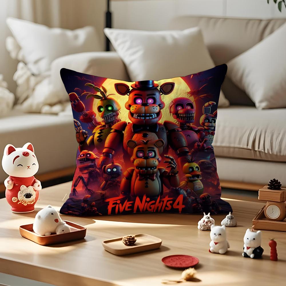 Movie Five N-Nights At F-Freddys2 Cushion Cover Anti-dustmite Pillowcase Invisible Zipper Silky Short Plush Sofa Cushion Cover