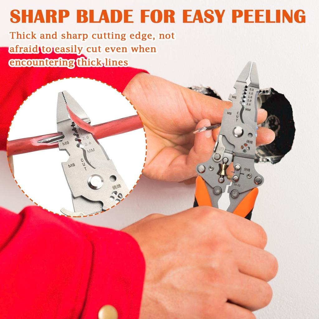 Folding Buckle 14 In 1 Universal Wire Stripping Pliers Multi-function Stripping Wire Splitting Wire Winding Wire Crimping Shears