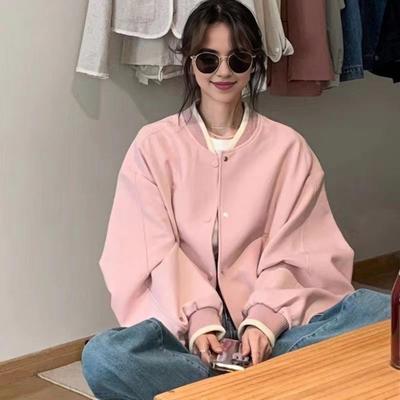 Jachetă Femei Toamnă Primăvară Guler Înalt Culoare Solidă Mâneci Lungi Monopied Gât în V Streetwear Stil Preppy Palton Baseball Loo