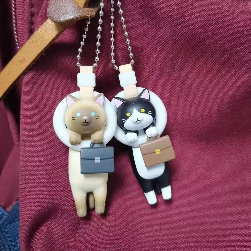 Kawai Anime Hanging Ring Commuter Handbag Cat Action Figure Keychain Blind Box Bagpack Pendent Capsule Toys Kids Unique Souvenir