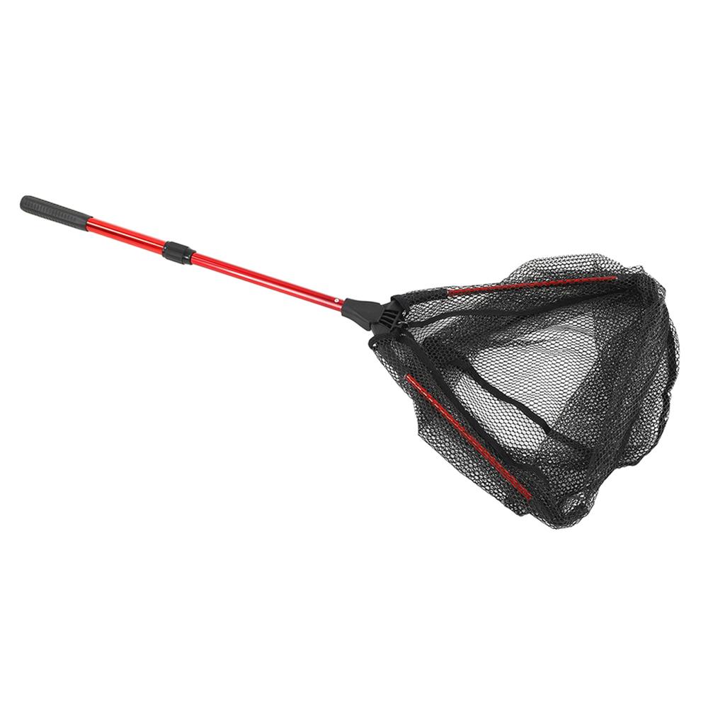 Floating Fishing Net Aluminum Alloy Hex Structural Mesh Extended Handle Double Sided Rubber Coating