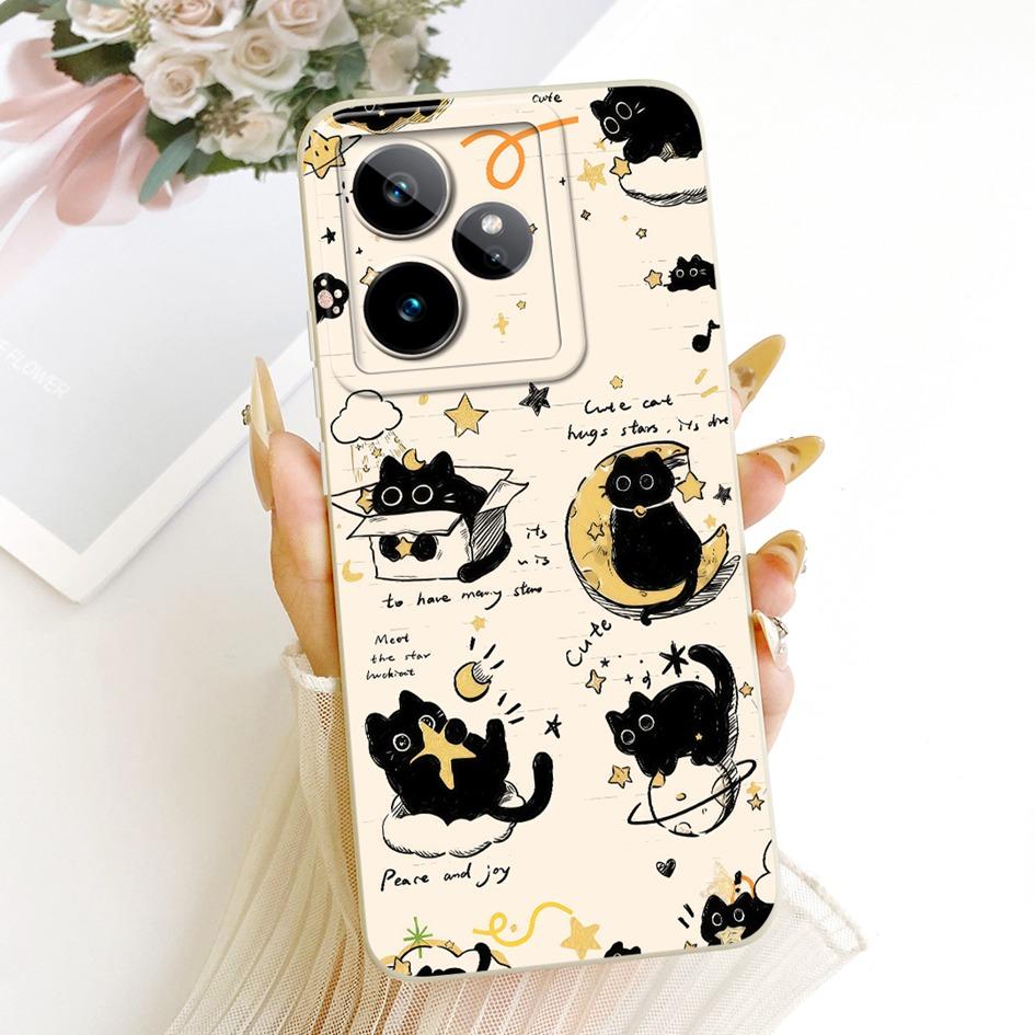 Für Realme GT 7 Hülle RMX5061 Kreatives Cartoon-Katzen-Süßigkeiten-Bemaltes Cover Weicher Silikon-Stoßfänger Für Realme GT7 Pro 7T RealmeGT7 Funda