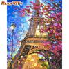 Frame DIY Painting By Numbers Kits Paris Tower Landscape Picture By Number Acrylic Draw On Canvas For Diy Gift