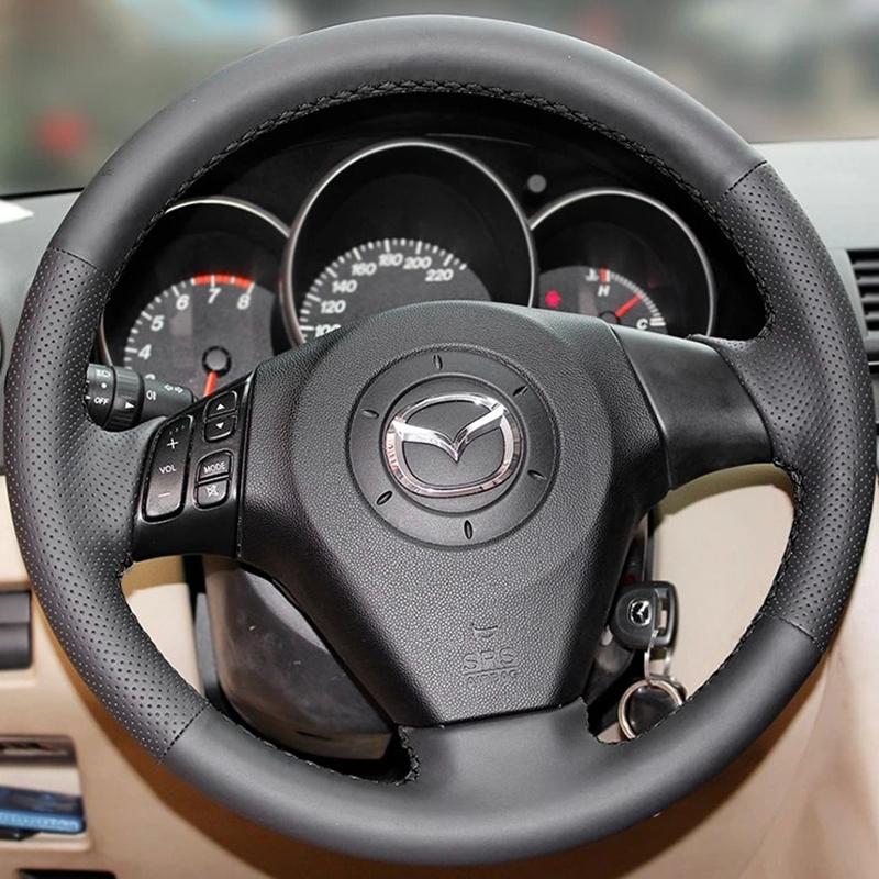 

Чохол на кермо автомобіля Для старої Mazda 3 2003-2009 Mazda 6 2002-2006 Mazda 5 Ручне шиття Чорний М яка Мікрофібра Шкіра Gray Thread