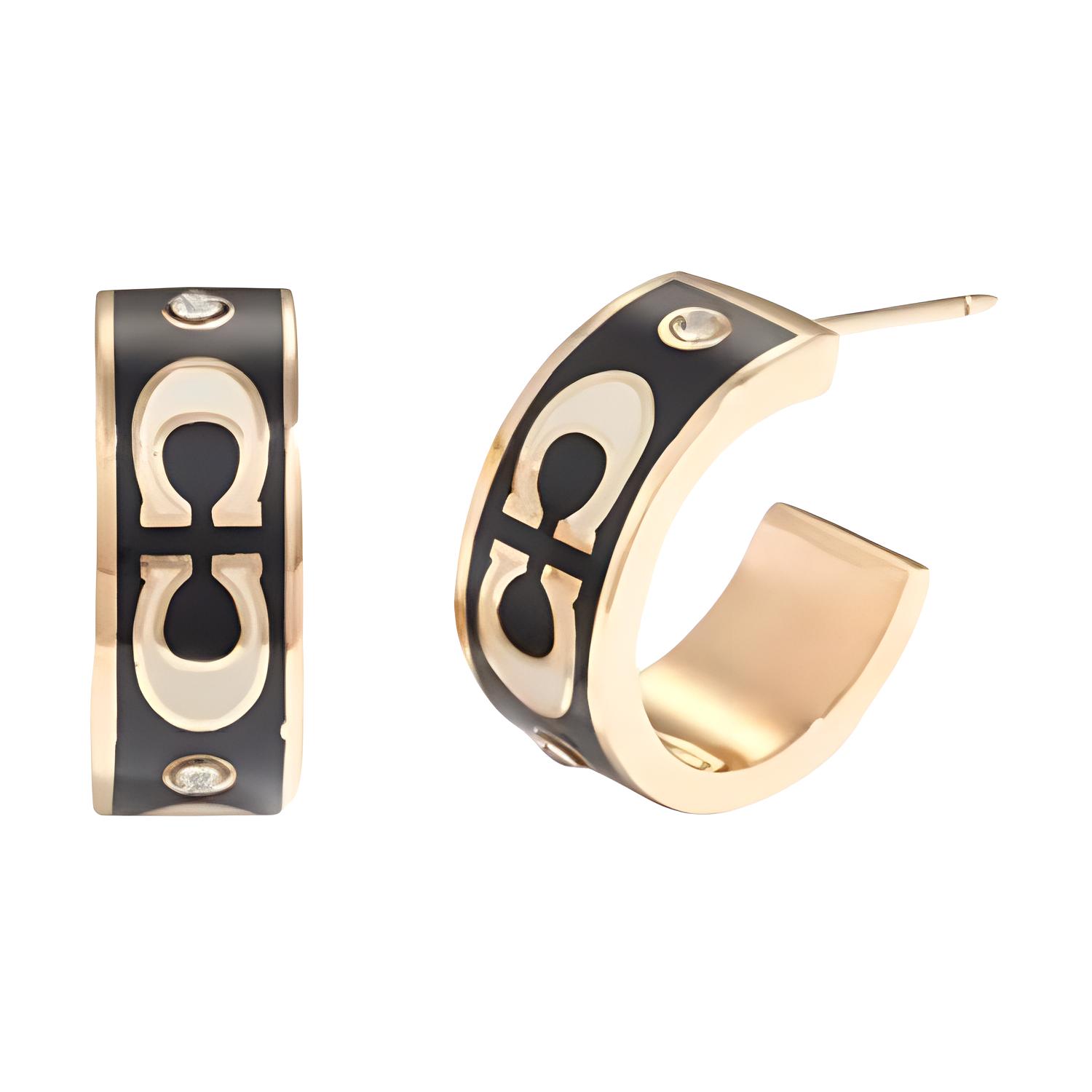 Coach Letter Design Brass Earrings Women earrings Black White CI903_GD/WT White