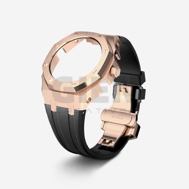 

For Casio Metal Octagonal GM-2100 GMA-S2100 GMB2100 Series Modified Metal Case Stainless Steel Case Strap Set Accessories Black GMB2100mm