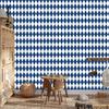 Harlequin Diamonds Wallpaper Blue, Light Gray and White 50x1000