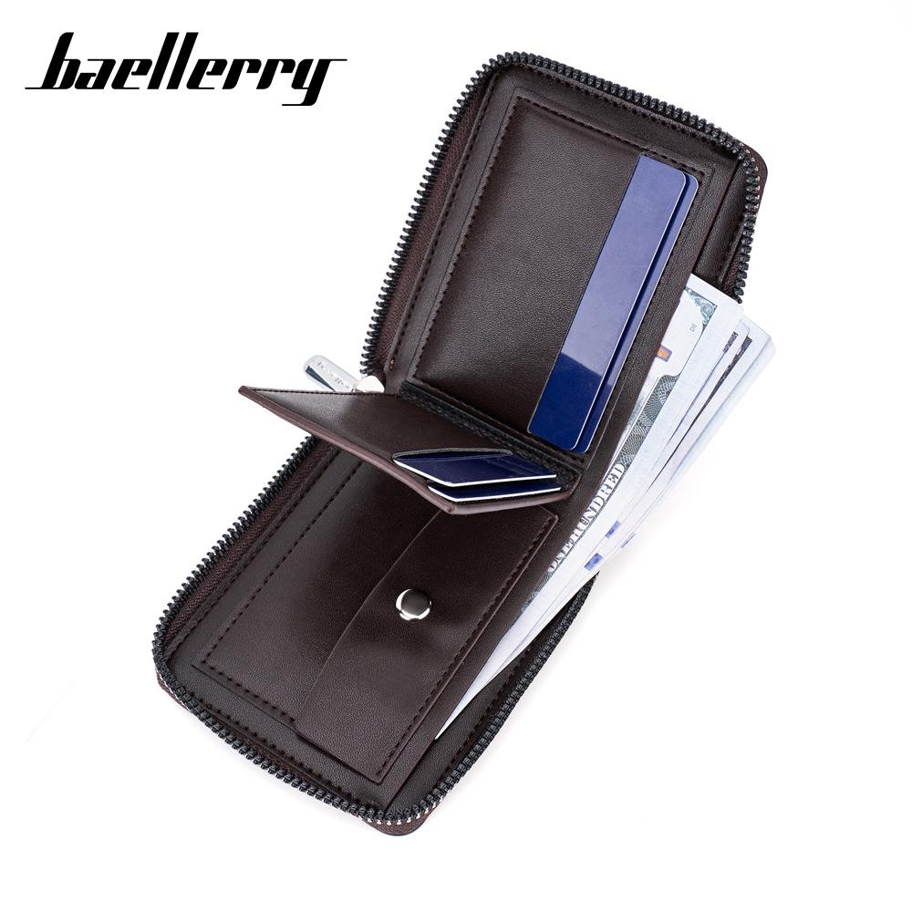Baellerry Men's Color-blocking RFID Short Wallet Vintage Fashion Billfold Patchwork Horizontal Card Holder Zipper Coin Purse