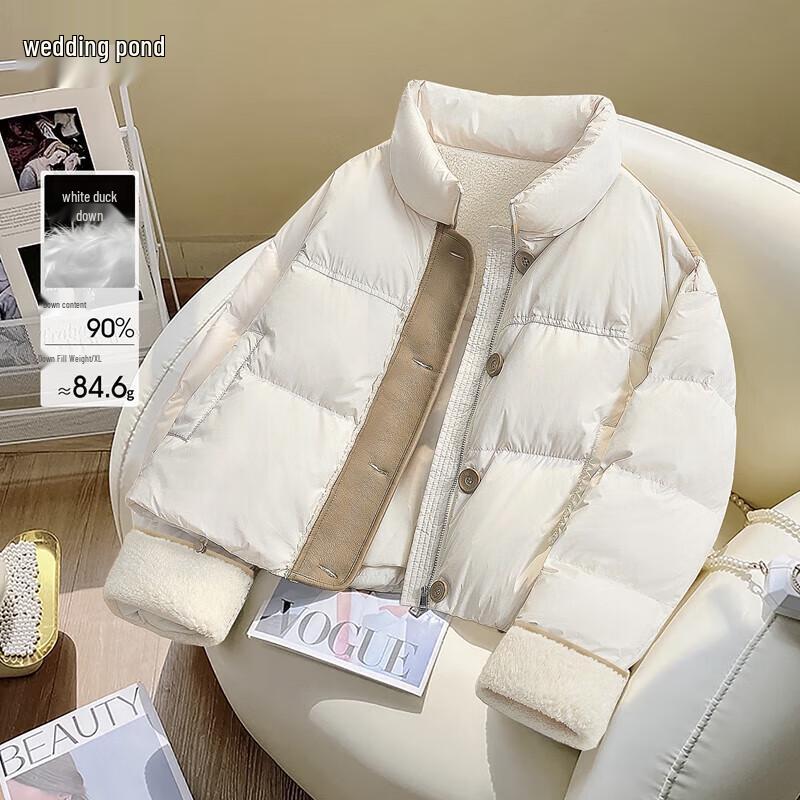 

TACHI Women s 90% Duck Down Stand Collar Patchwork Short Jacket L