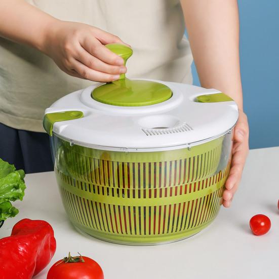 Salad Spinner Small Vegetable Dehydrator One-Hand Operation Lettuce Washer And Spinner with Serving Bowl 3.5L Fruit Drainer Salad Dryer