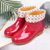 Rain boots women's low tube non-slip fashion kitchen women's rain shoes short tube fashion water shoes beef tendon sole adult water shoes