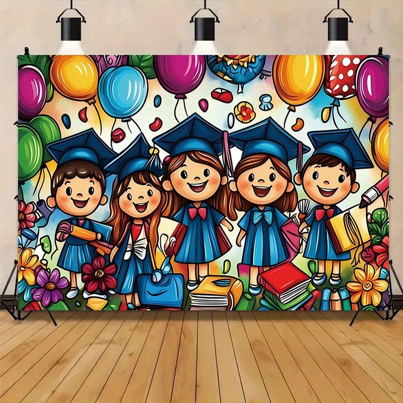 2D Flat Surface Kindergarten Graduation Celebration Banner Suitable for Decoration In Both Homes and Schools Polyester Fiber