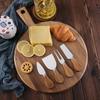 Acacia Wood Cheese Board Set with 4 Cheese Knives, Steak Cutlery, and Fruit Tray