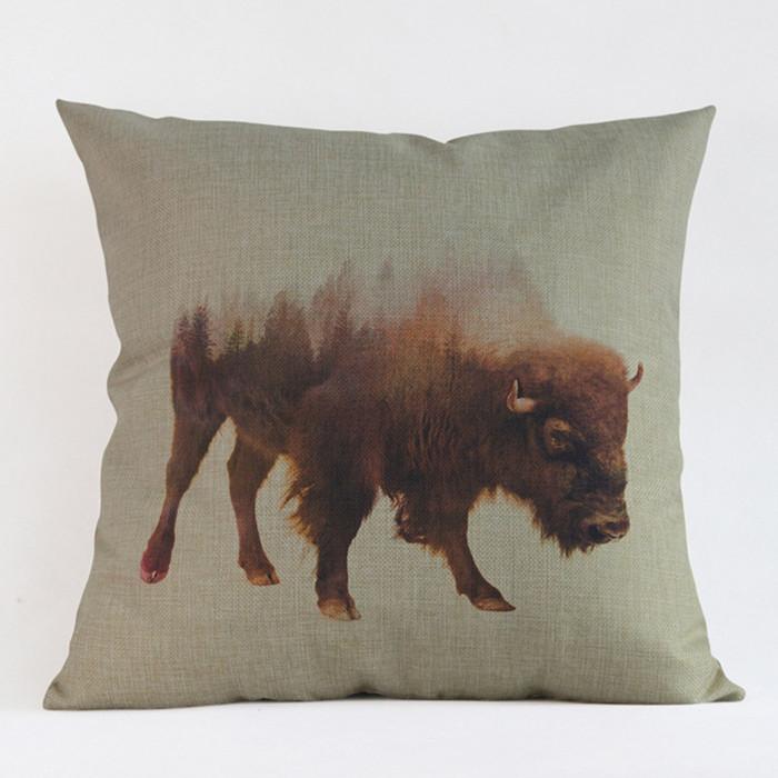 Animal Landscape Special Design Style Throw Pillow Case Rabbit Wolf Dog Elk Home Decor Living Room Sofa Cushion Cover Cojines