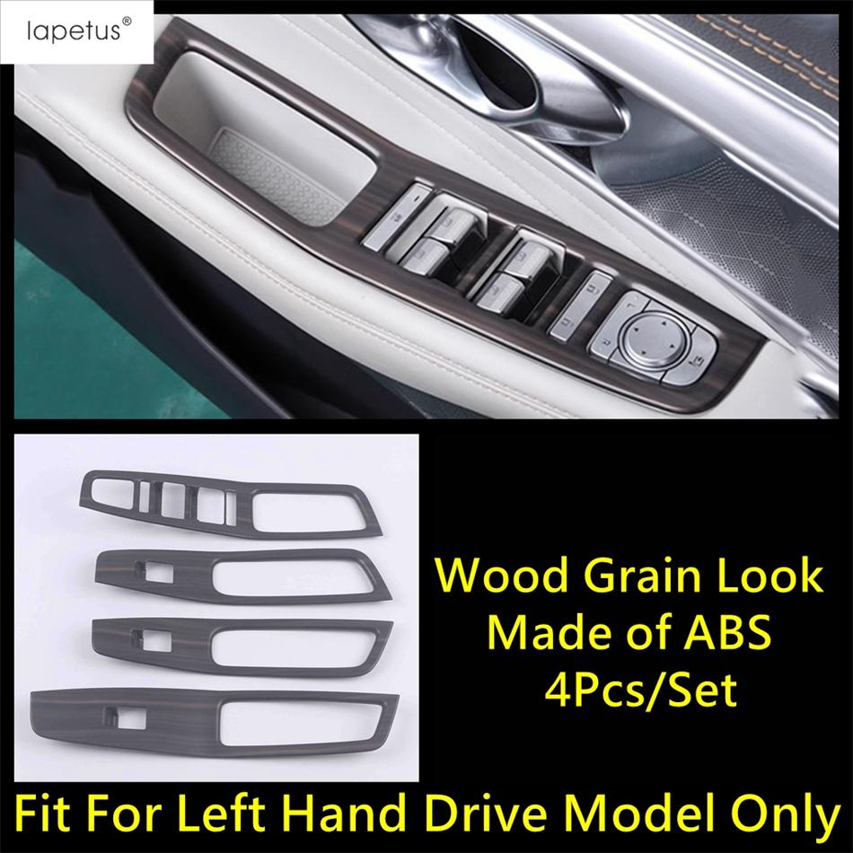 Car Inner Door Armrest Window Lift Button Control Panel Cover Trim For Trumpchi GAC GS8   ABS Carbon Fiber Accessories Wood Grain Look