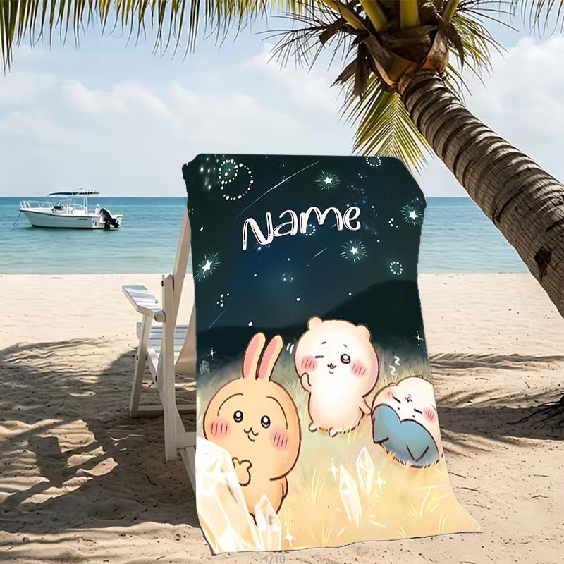 Customizable personalized beach towels Chiikawa themed designs.Suitable for the beach, yoga, sports;ideal as beach accessories