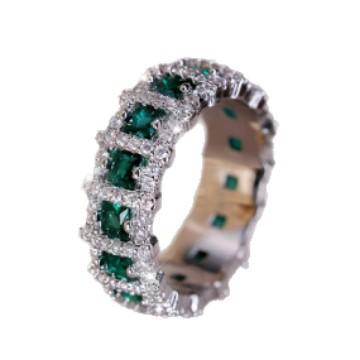 Dainty Charm Square Green Zircon Shining Rings for Women Luxury Wedding Banquet OL Fashion Jewelry Accessories