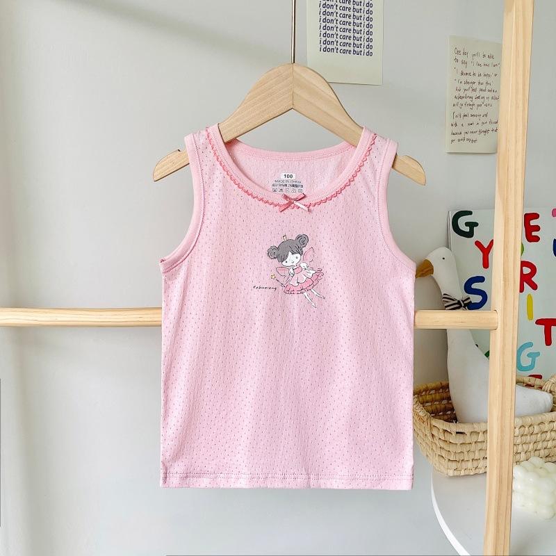 Boys pure cotton vest summer children's mesh hurdle girl baby sling little boy summer middle and older children's vest