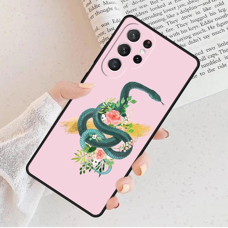 Fashion Snake Flower Phone Case For Samsung Galaxy S25 S23 S30 S8 S21 S20 FE S24 S22 Note 10 20 S8 Plus Lite Ultra