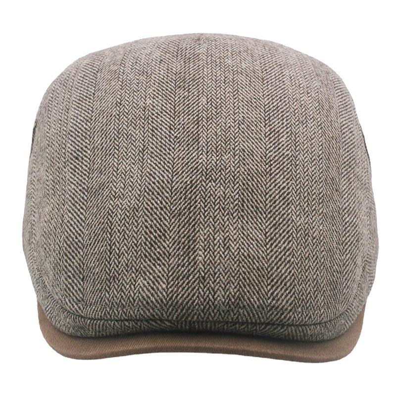 Men's Warm Fleece-Lined Striped Duckbill Beret - British Style Autumn/Winter Newsboy Cap