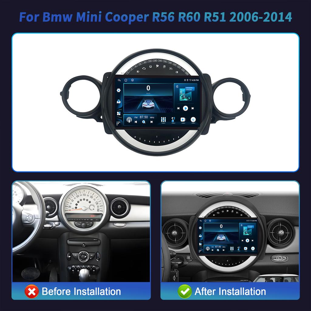 Android 14 For BMW Mini Cooper R56 R60 R51 2006-2014 Car Radio Multimedia Navigation 4G Wireless Bluetooth Carplay Screen Stereo