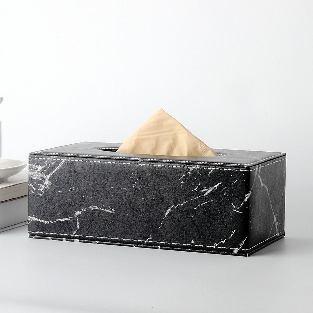 Large Capacity Marbling Leather Tissue Box Nordic Style Napkin Holder Paper Container  Restaurant