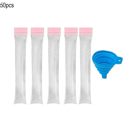 50/100 ks Jednorázové sáčky na nanuky Bez BPA Mrazicí tuby se zipovým uzávěrem a nálevkou Nepropustná DIY forma na nanuky na ledové nanuky Jogurt Džus Smoothie