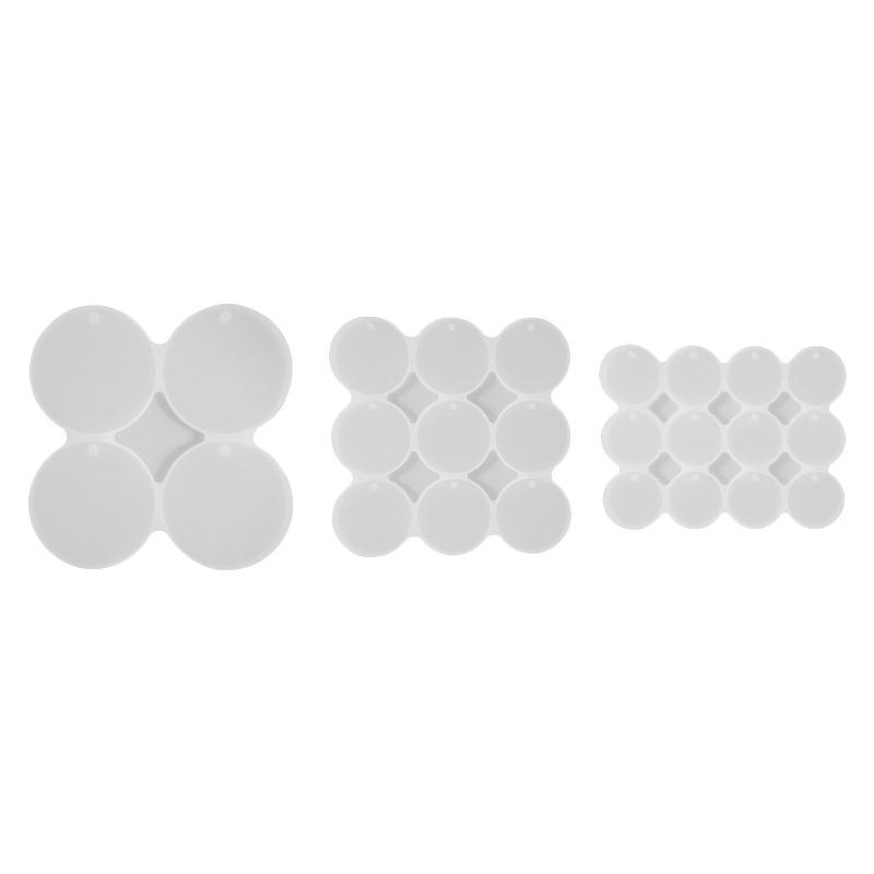 Dip Glue DIY Full-size 4-piece, 9-piece, 12-piece Circular Nameplate Pendant Earrings with Holes Resin Silicone Mold