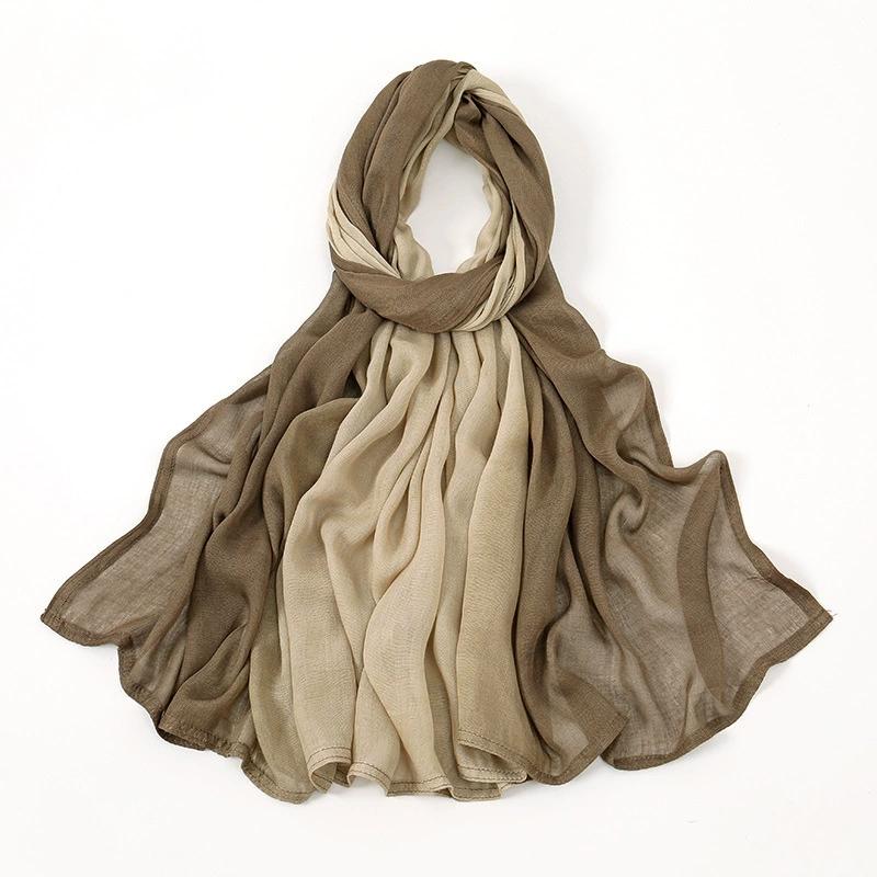 180*85Cm Muslim Viscose Hijab Scarf Women Gradient Color Cotton Feel Head Wrap Lady Soft Turban Scarves Solid Shawl Jersey Hijab