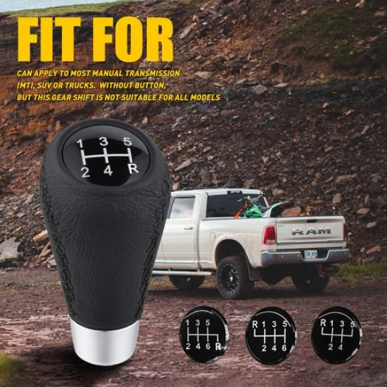 5 Speed Leather Car Manual Gear Stick Shift Knob Shifter Lever Head Universal