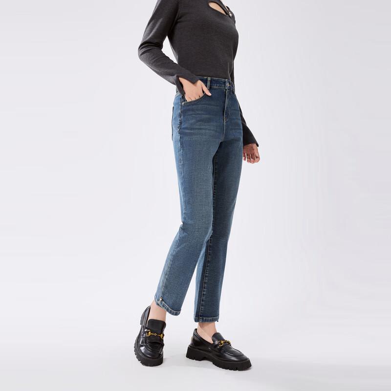 Qiusui Yiren Women's High-Waisted Flared Cropped Jeans