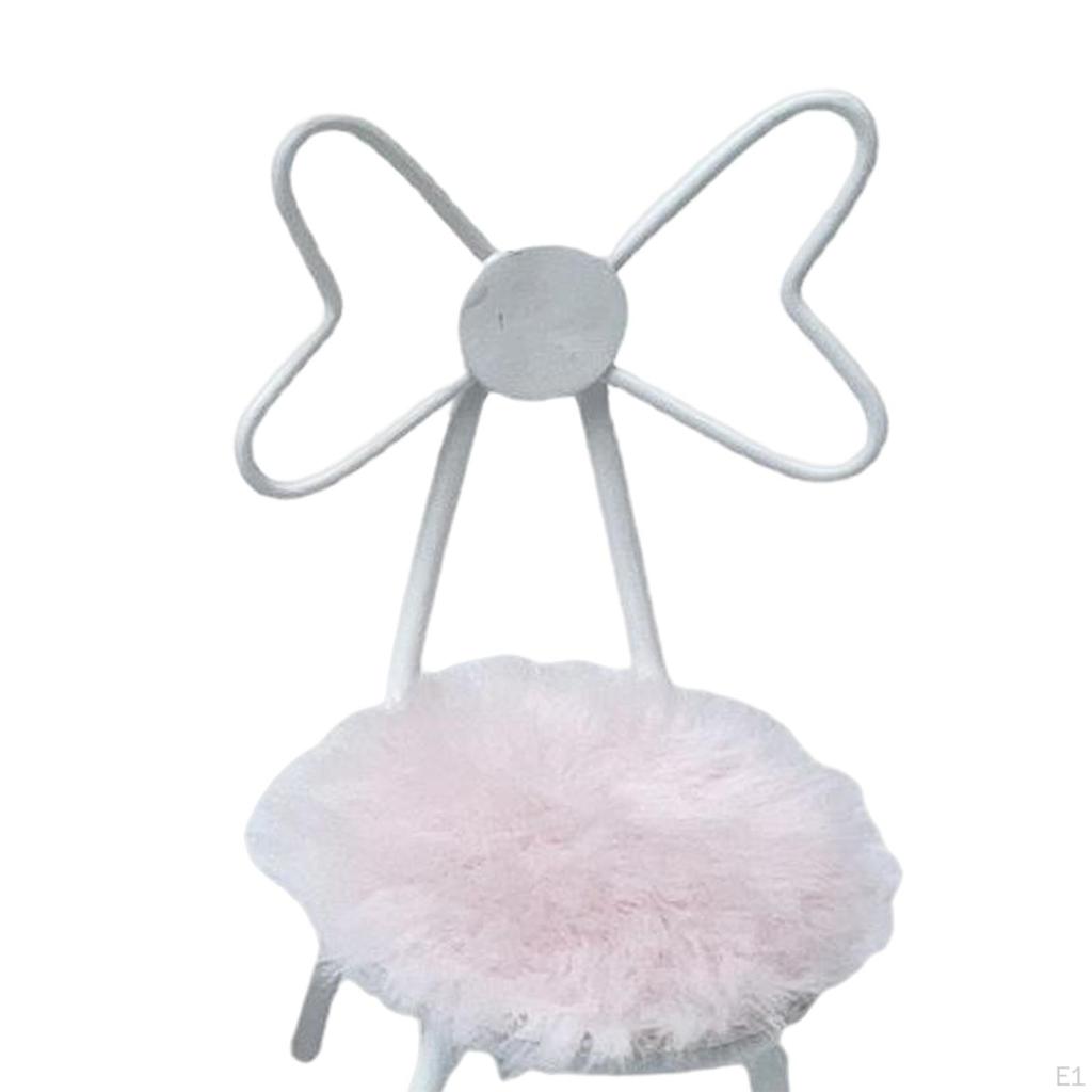 1:12 Maßstab Puppenhaus Metallstuhl mit Plüschkissen Heimdekorationszubehör